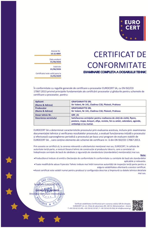 Certificat de conformitate EUROCERT, atestat 10.16.4069