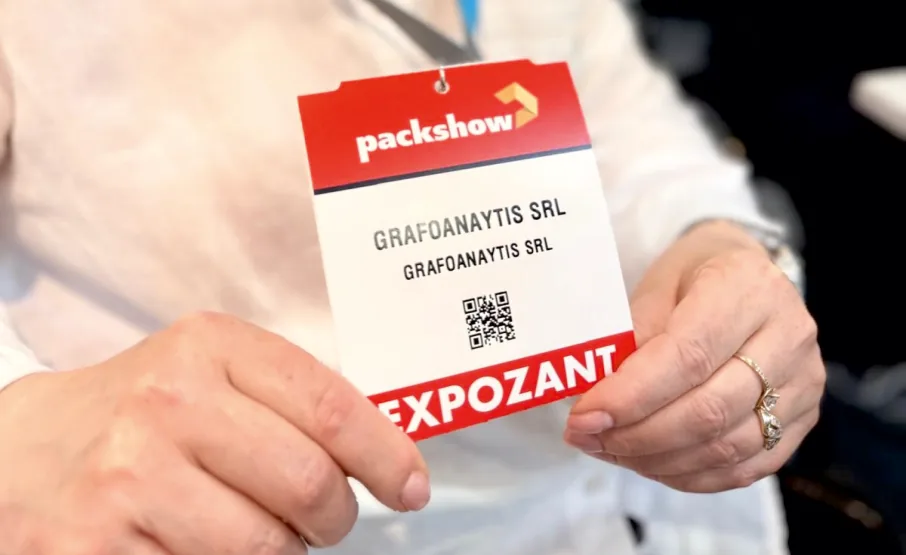 Ecuson de expozant Grafoanaytis la târgul Packshow